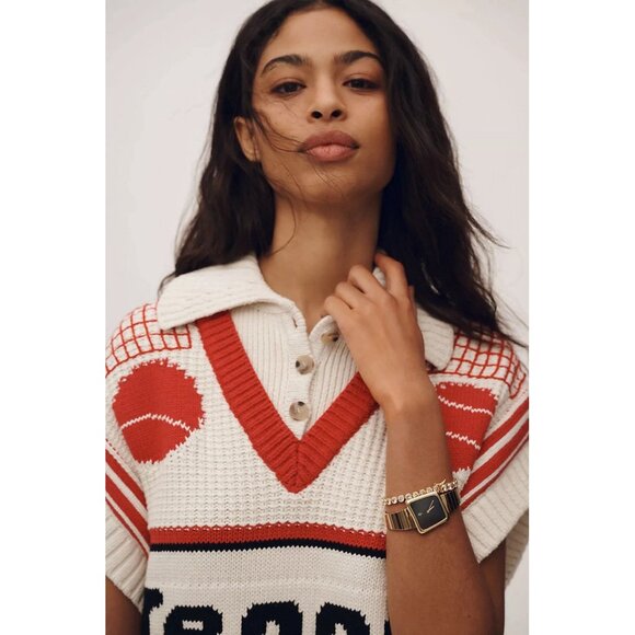 NWT Size M - Maeve Oversized 100% Cotton Tennis Sweater Vest (NWT US$ 228) - Picture 2 of 7